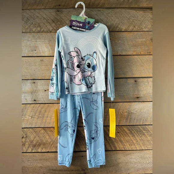 Disney Girls Lilo and Stitch Pajamas Set 4 Pc Set Long Sleeve & Pants Size 6 New - Picture 3 of 7